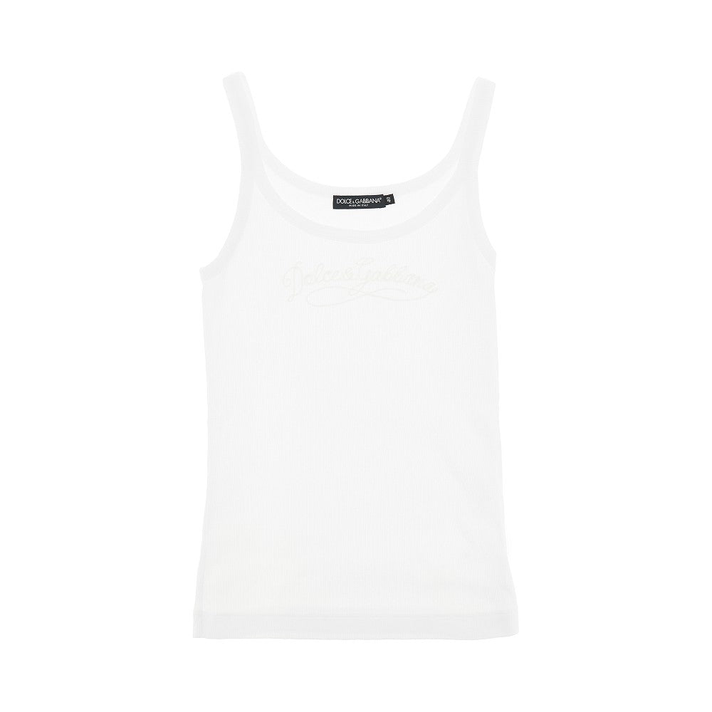 ribbed tank top with logo embroidery