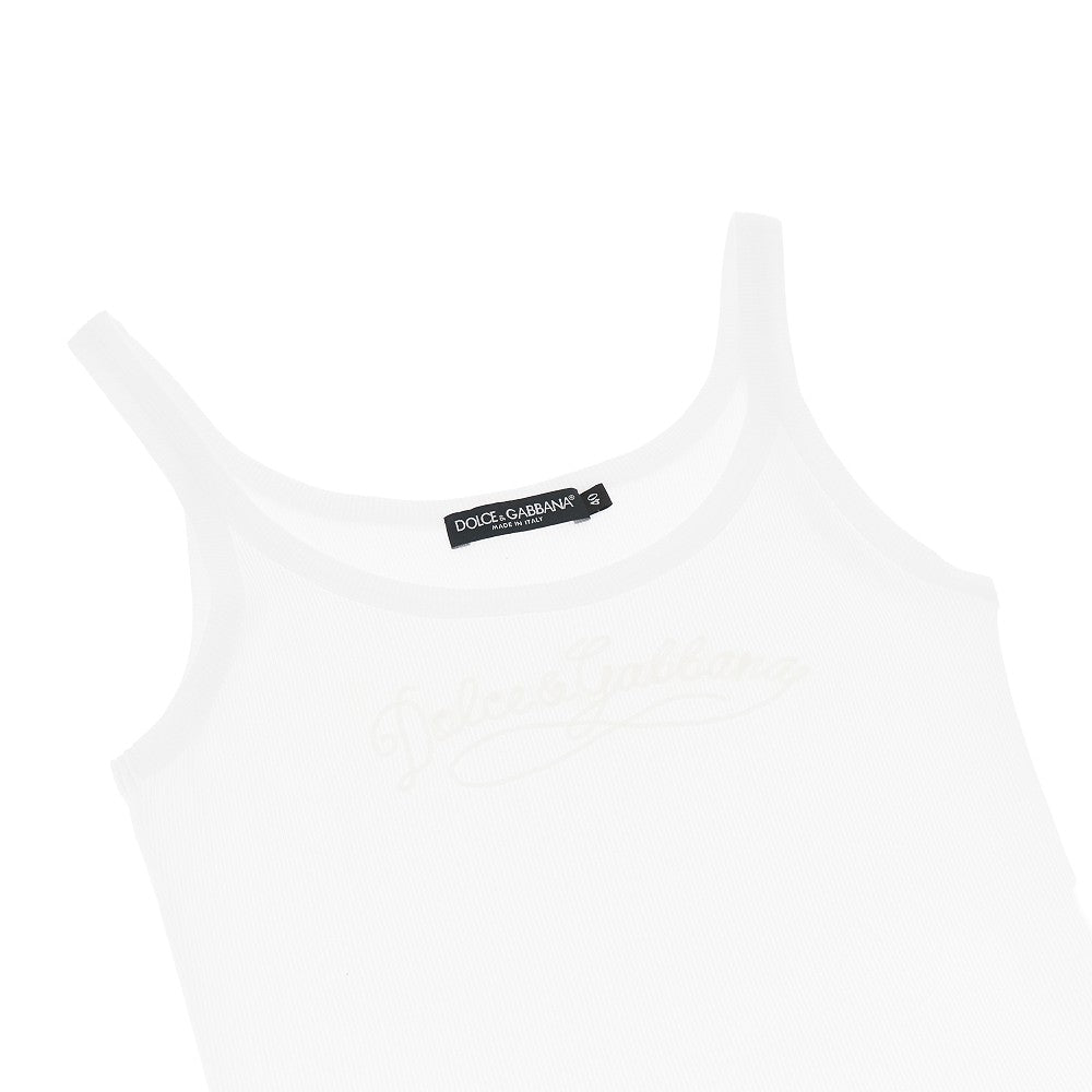 ribbed tank top with logo embroidery