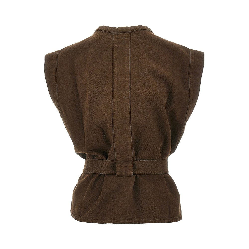 broken twill top with belt t