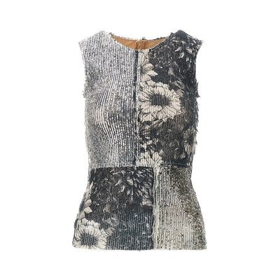 sequinned floral patchwork top