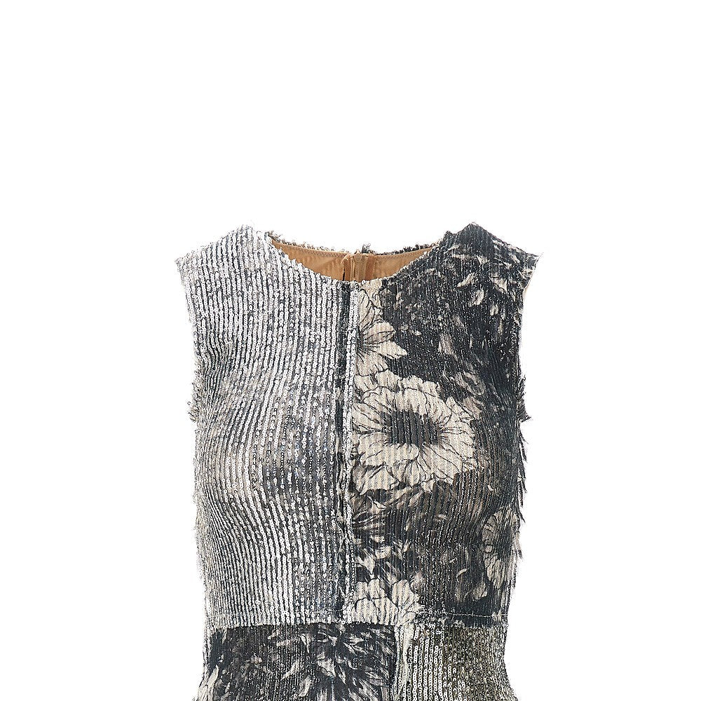 sequinned floral patchwork top