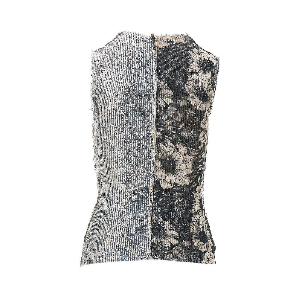 sequinned floral patchwork top