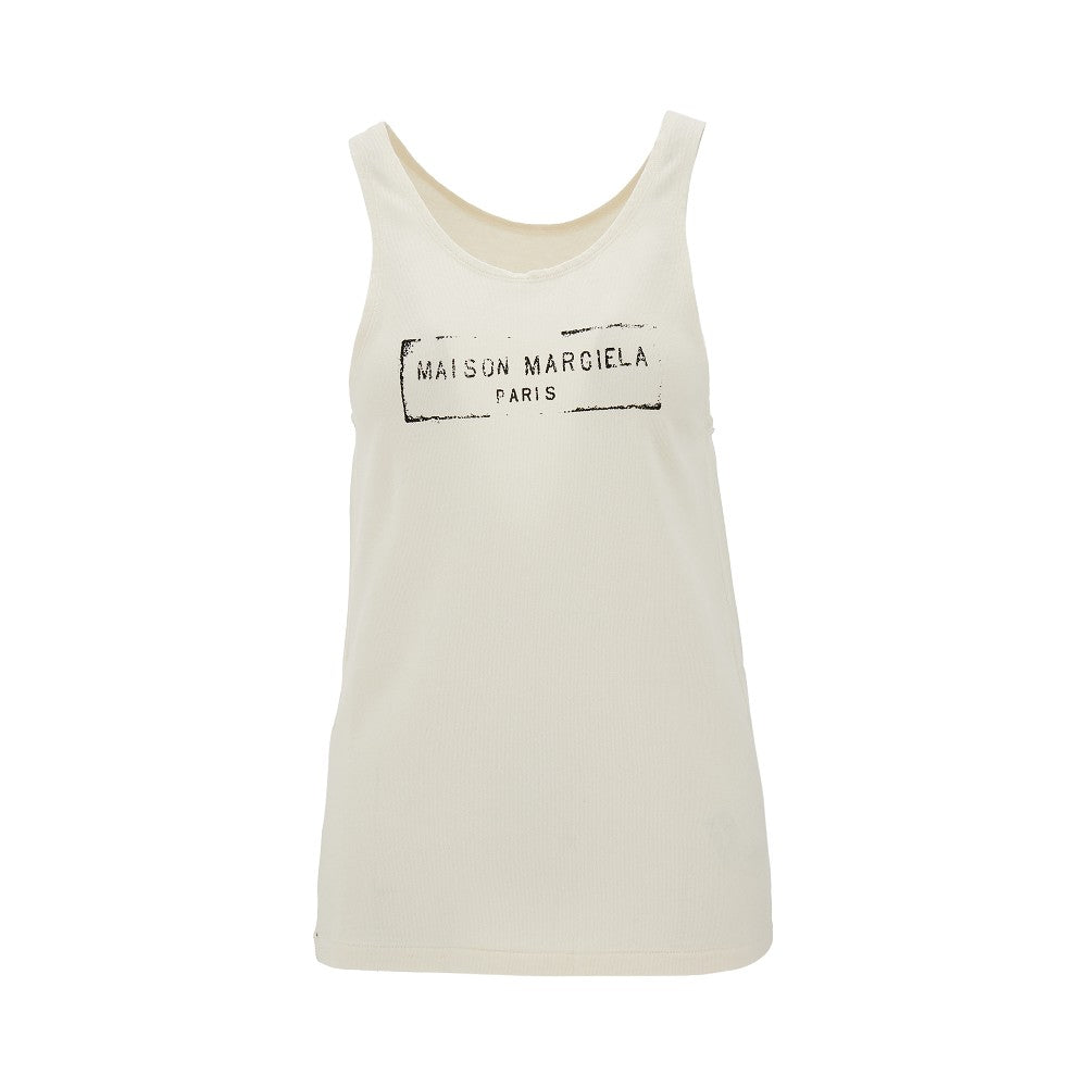 MAISON MARGIELA M logo print viscose and cotton tank top