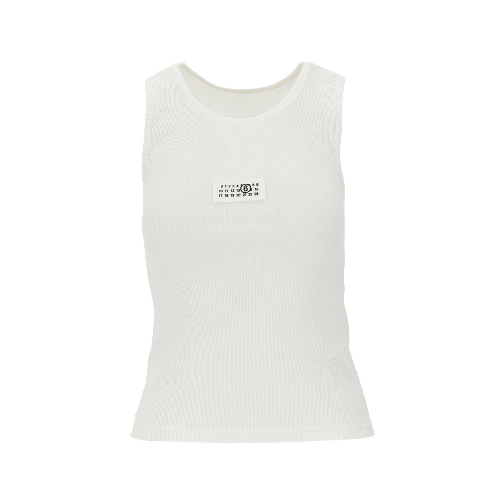 MM6 XS ribbed tank top with numeric label