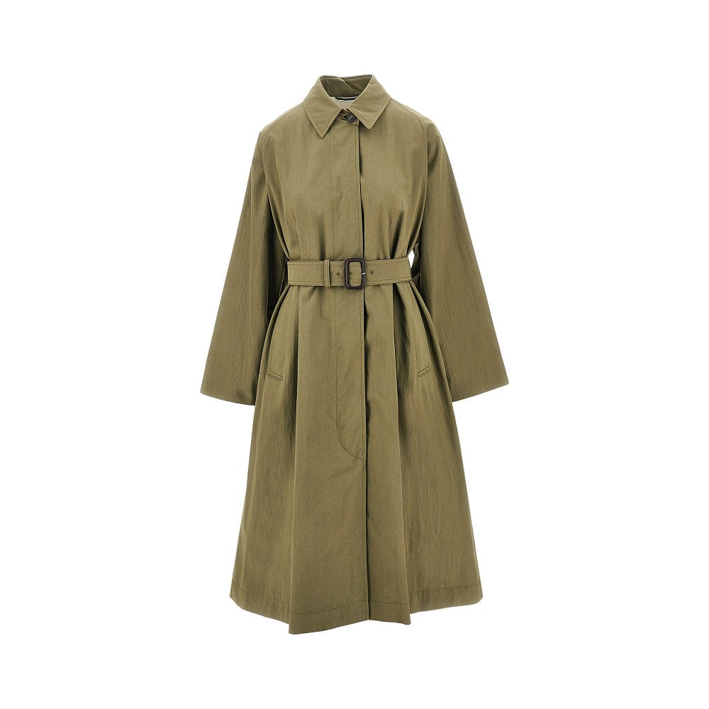 organic cotton blend trench coat with belt