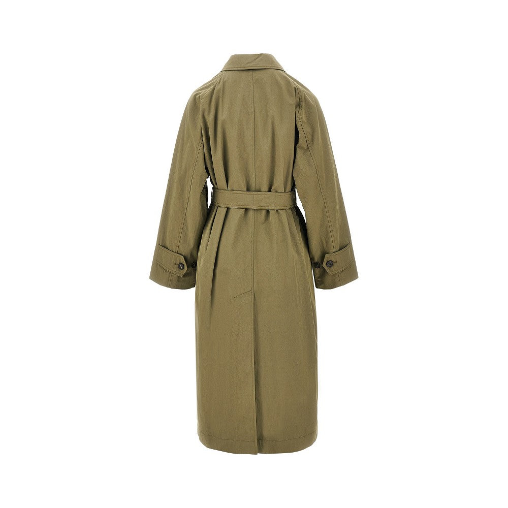 organic cotton blend trench coat with belt