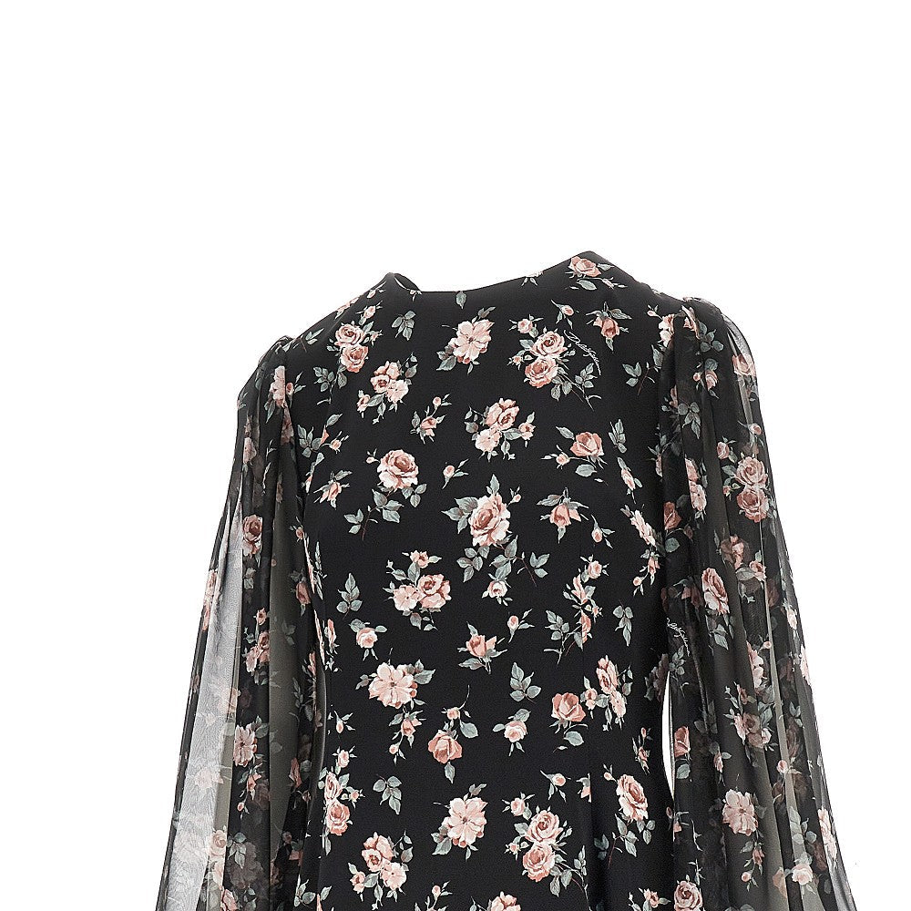 DOLCE&amp;GABBANA 44 vintage roses print charmeuse midi dress