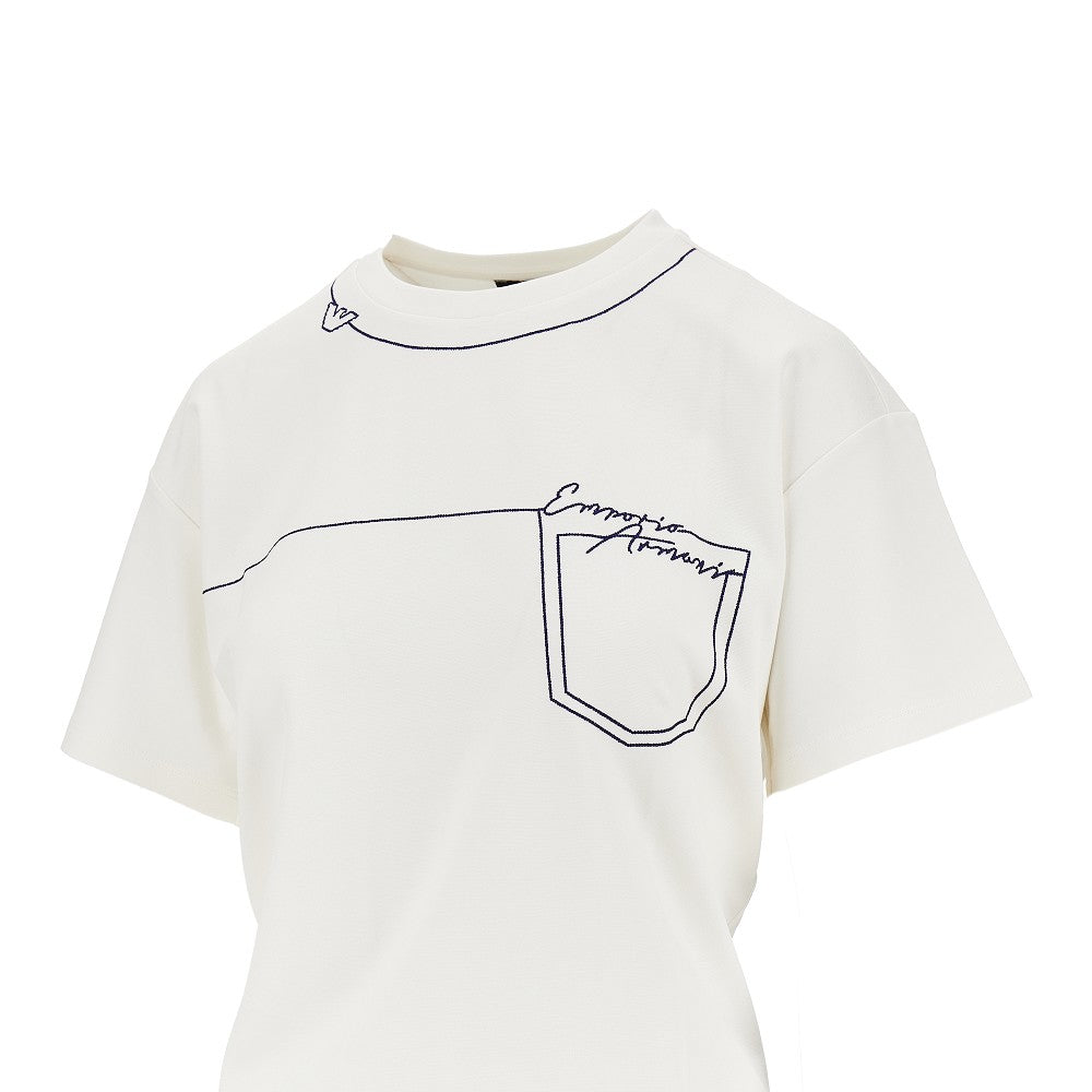 EMPORIO ARMANI S embroidered interlock jersey t-shirt