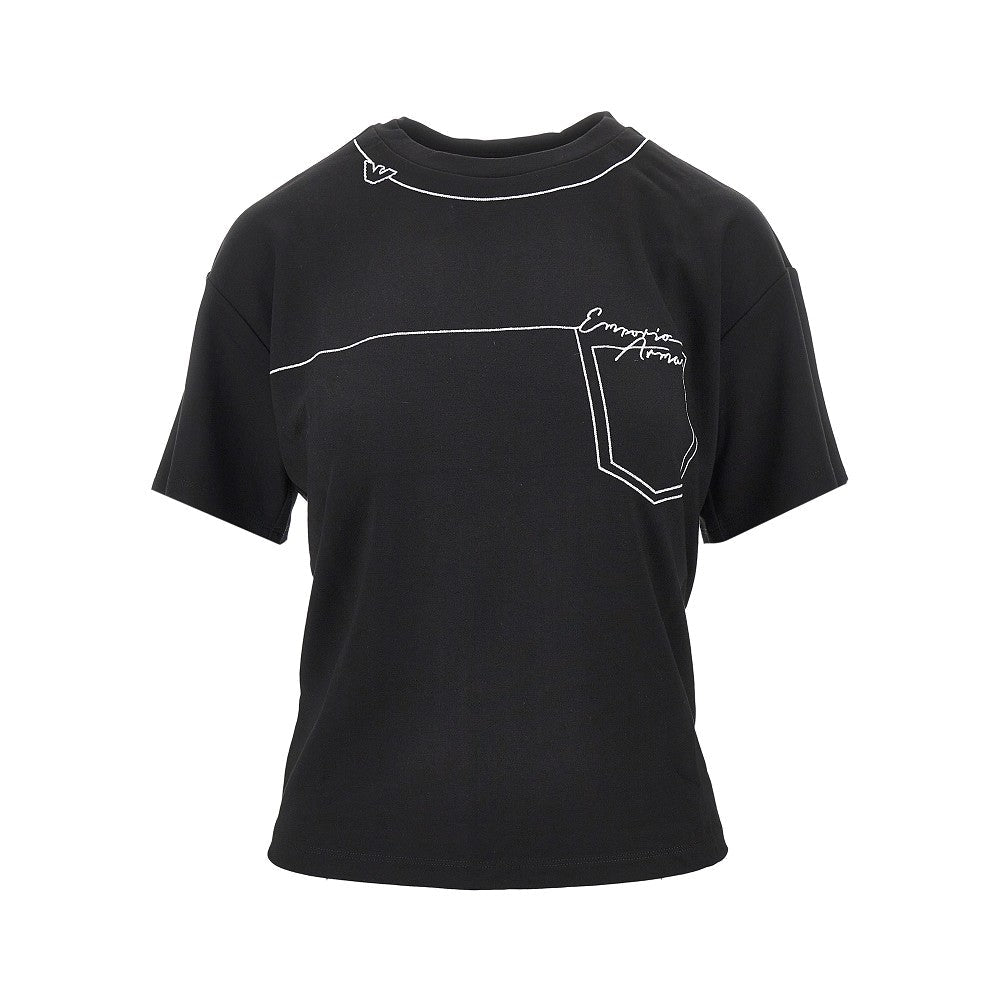 EMPORIO ARMANI S embroidered interlock jersey t-shirt