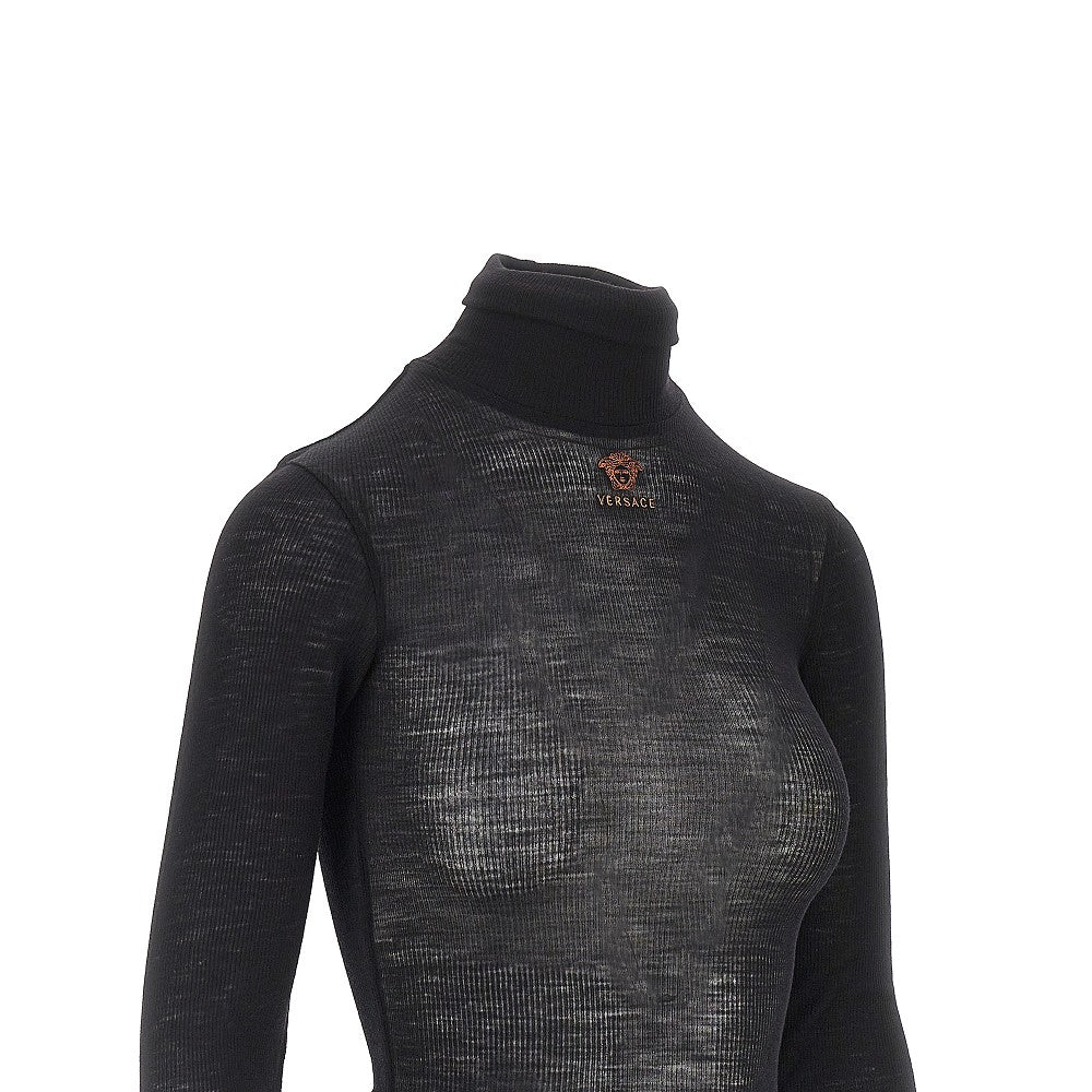 VERSACE 40 ribbed wool turtleneck top
