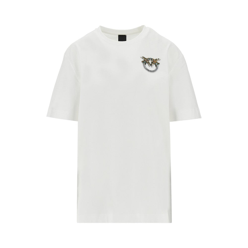 PINKO XS jewelled logo embroidery t-shirt