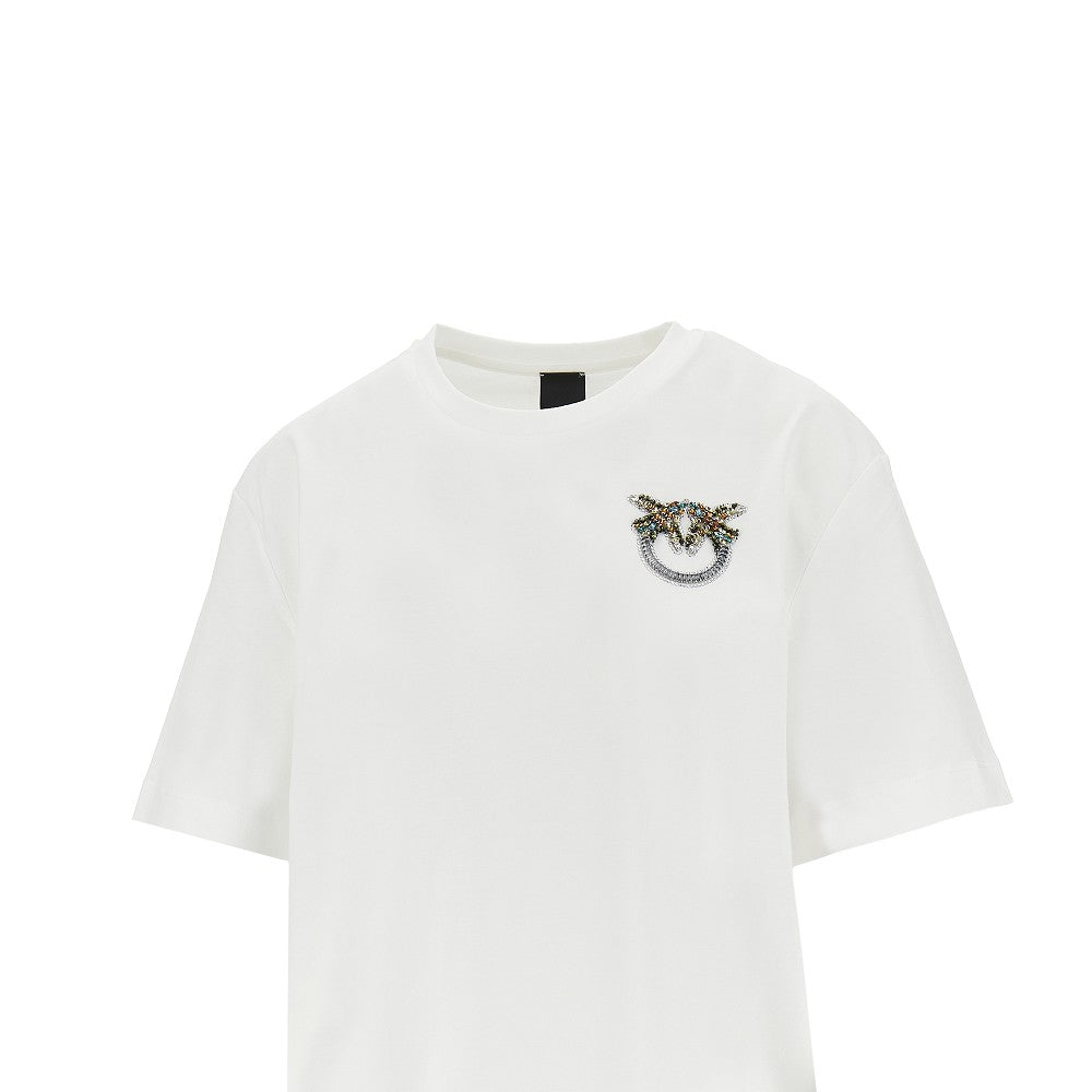 PINKO XS jewelled logo embroidery t-shirt