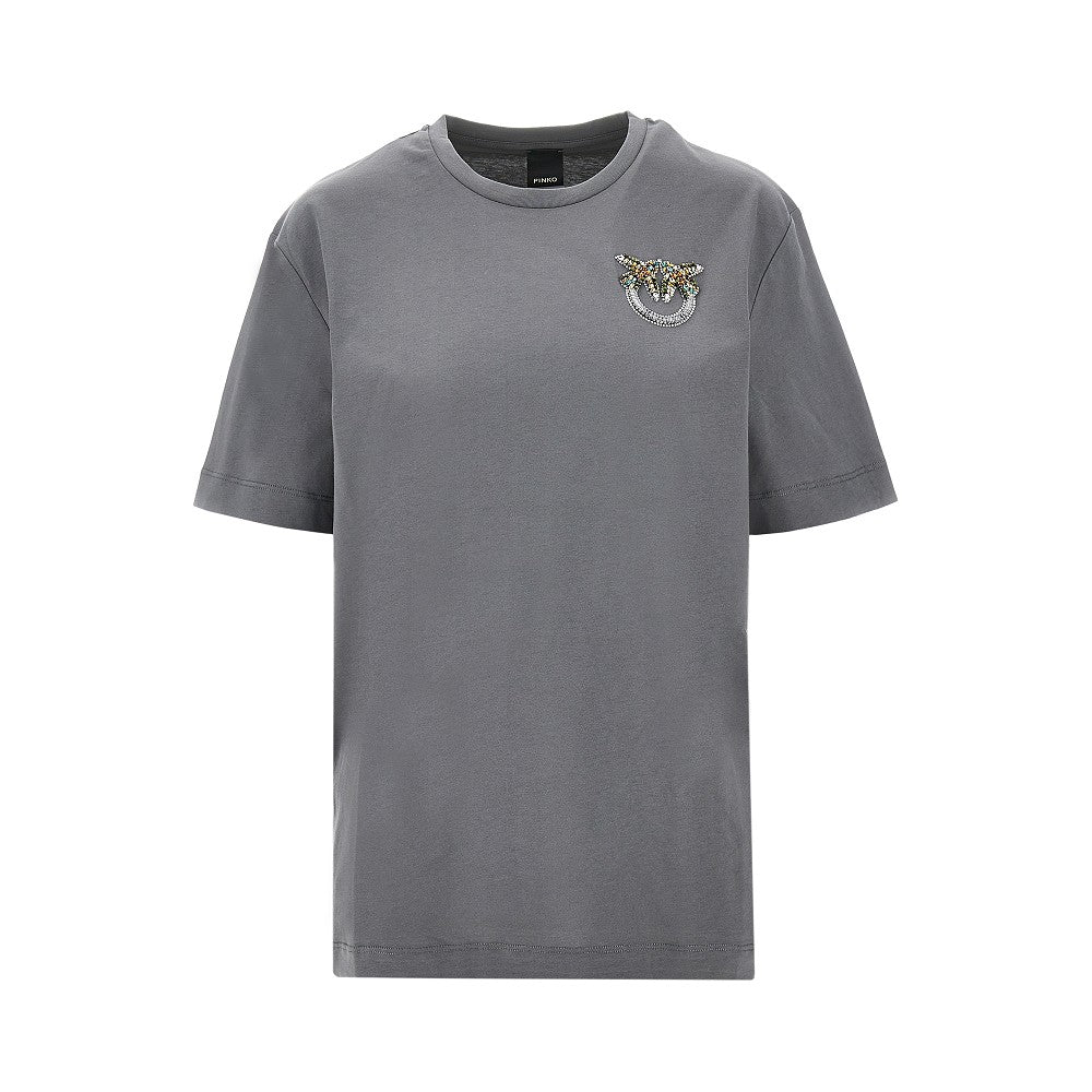 PINKO XS jewelled logo embroidery t-shirt