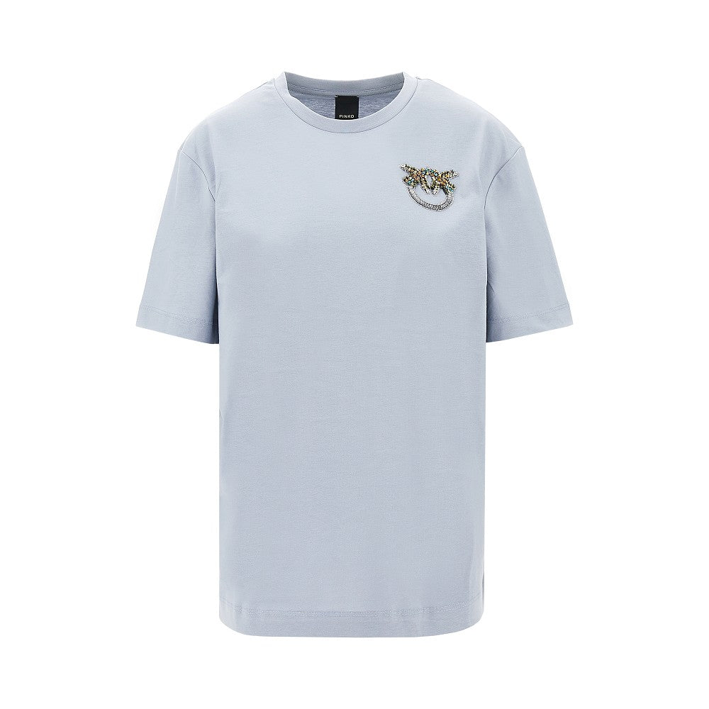 PINKO XS jewelled logo embroidery t-shirt