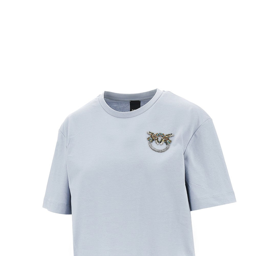 PINKO XS jewelled logo embroidery t-shirt