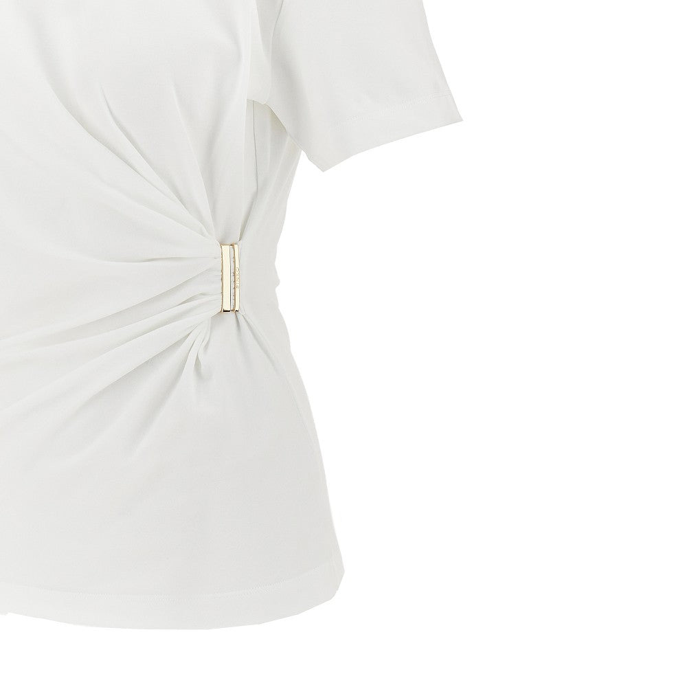 draped t-shirt with metal detail