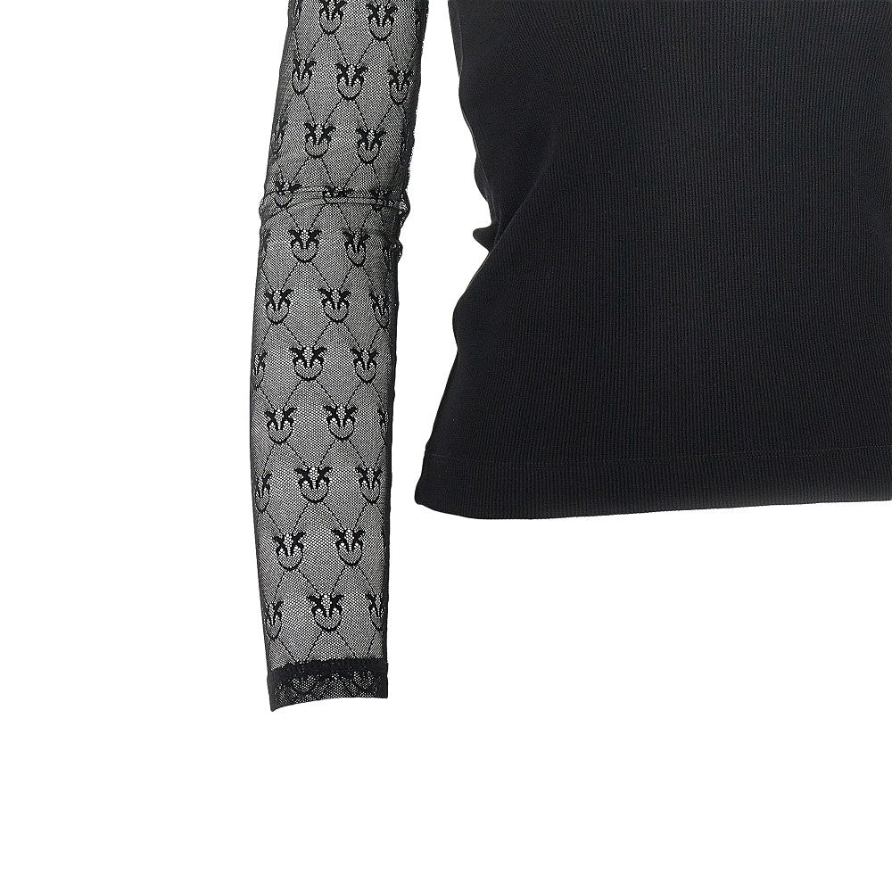 PINKO XS ribbed jersey and love birds lace top