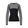 ribbed jersey and love birds lace top