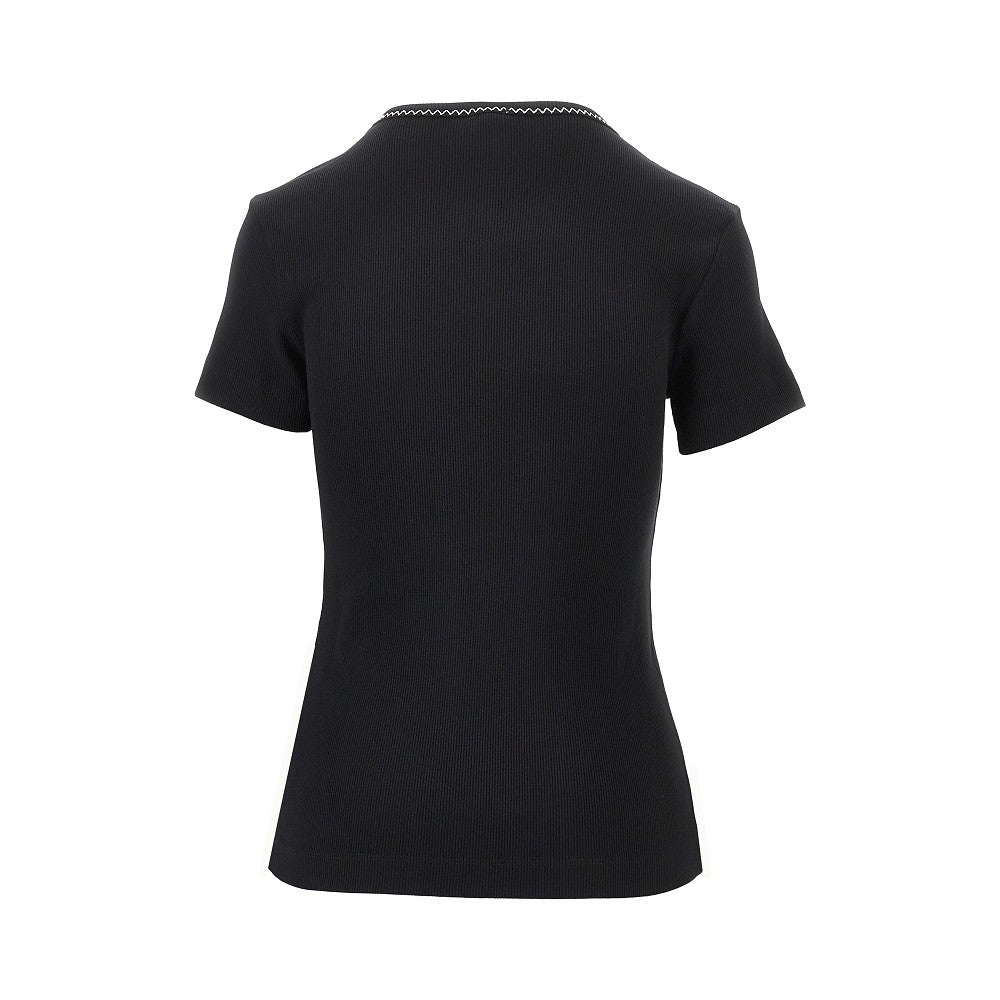 love birds embroidery ribbed t-shirt