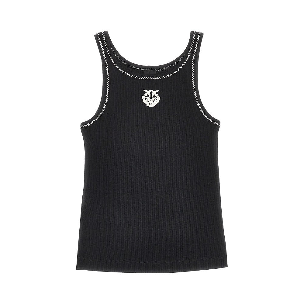 PINKO XS love birds embroidery ribbed tank top