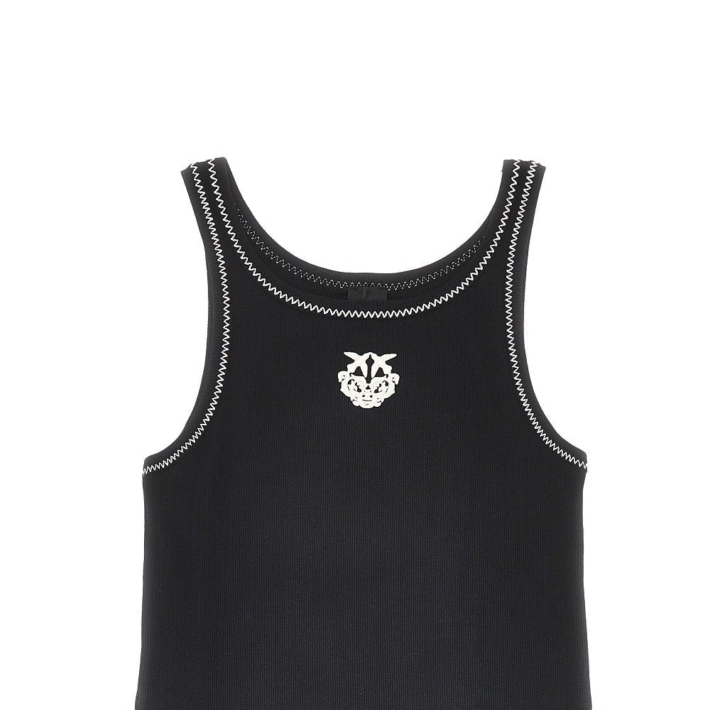 love birds embroidery ribbed tank top