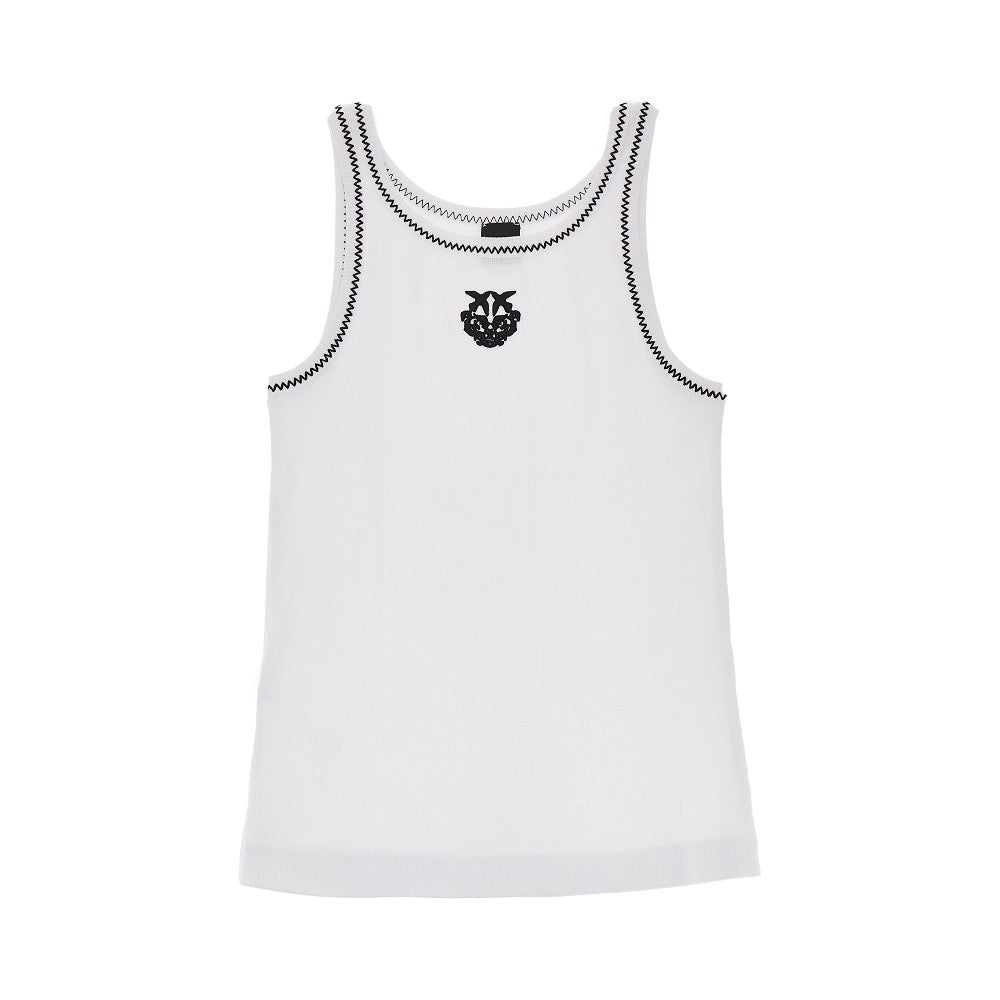 PINKO XS love birds embroidery ribbed tank top