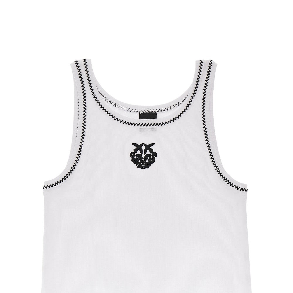 love birds embroidery ribbed tank top