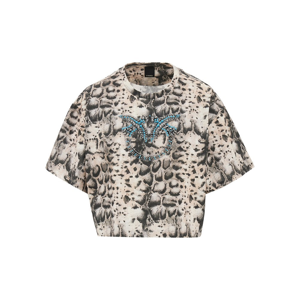 PINKO XS animalier print cropped t-shirt