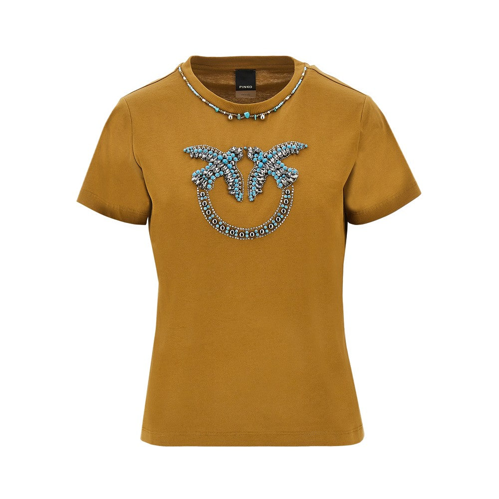 PINKO XS beaded love birds t-shirt