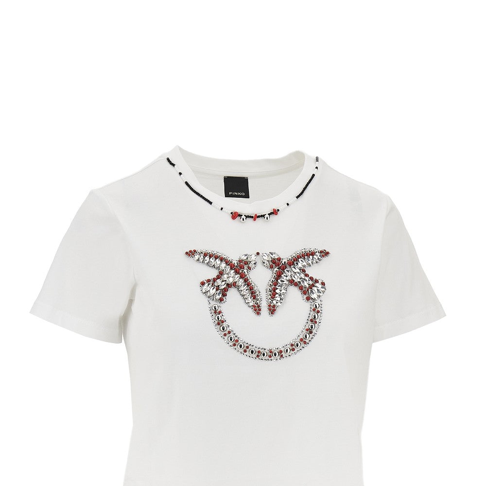 PINKO L beaded love birds t-shirt