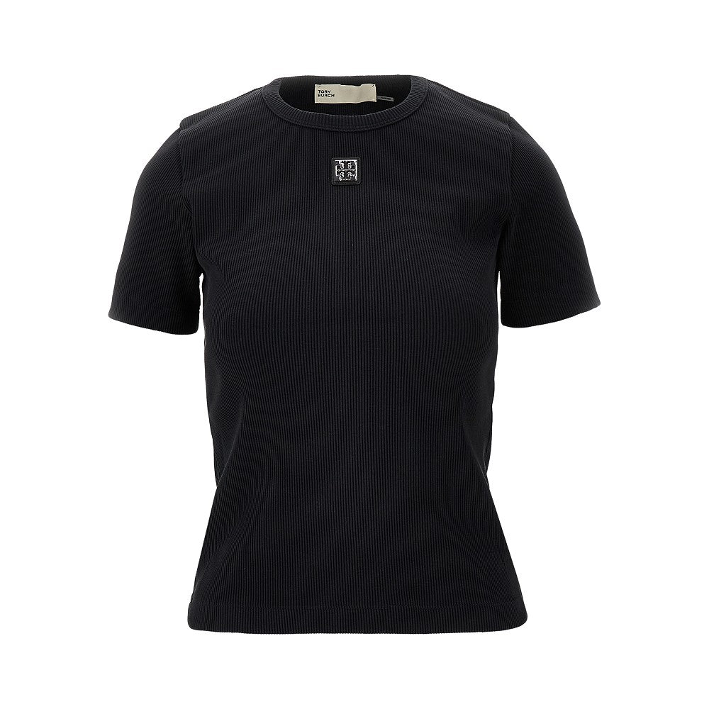 TORY BURCH S ribbed t-shirt with double t detail
