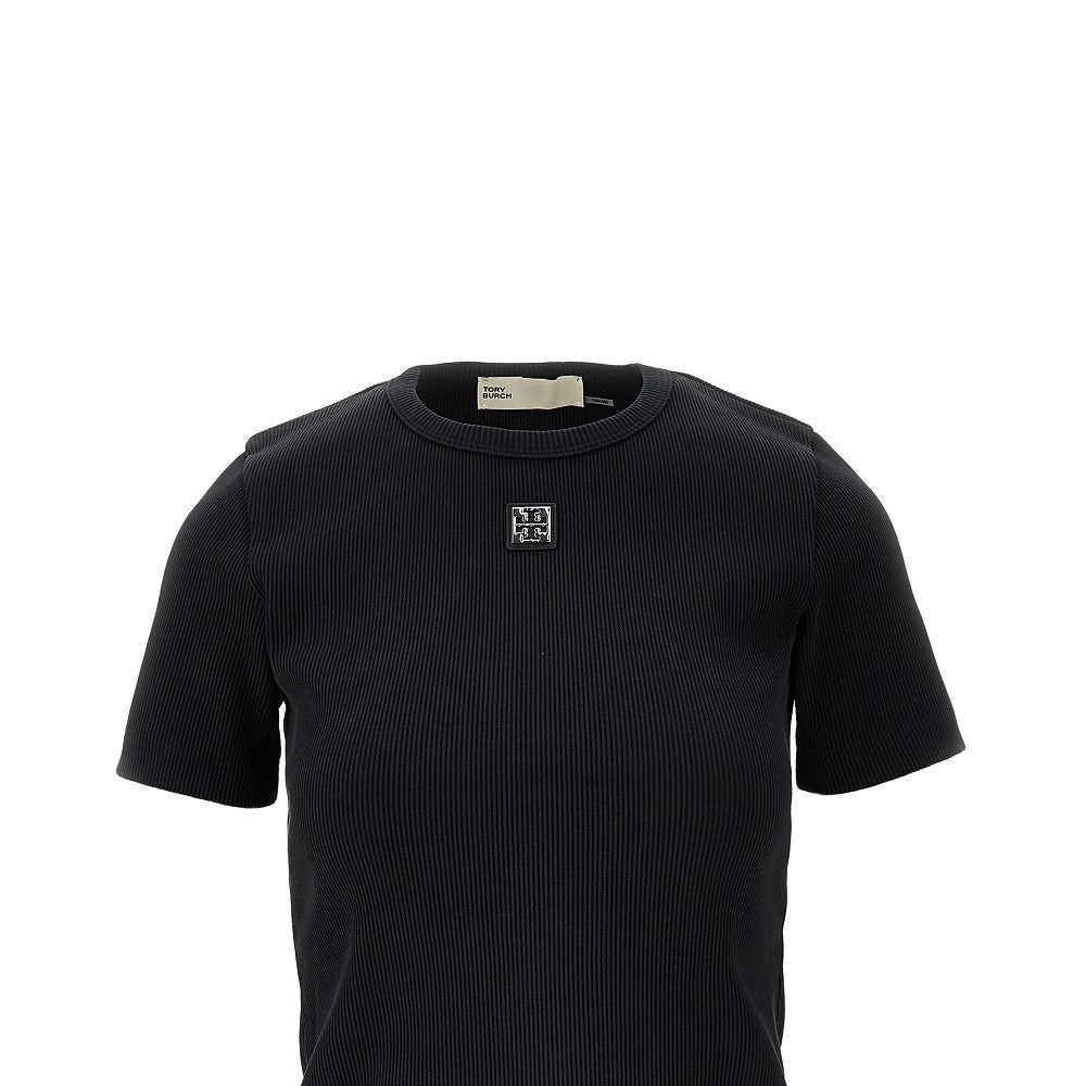 TORY BURCH S ribbed t-shirt with double t detail