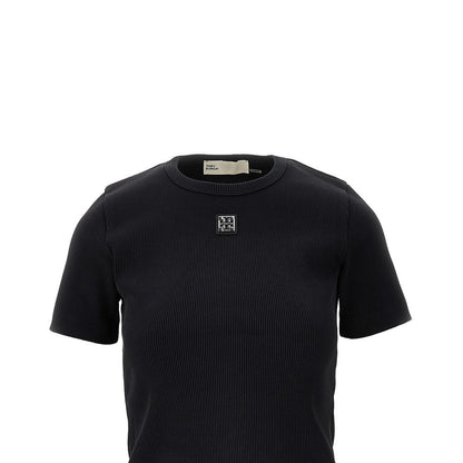 TORY BURCH S ribbed t-shirt with double t detail