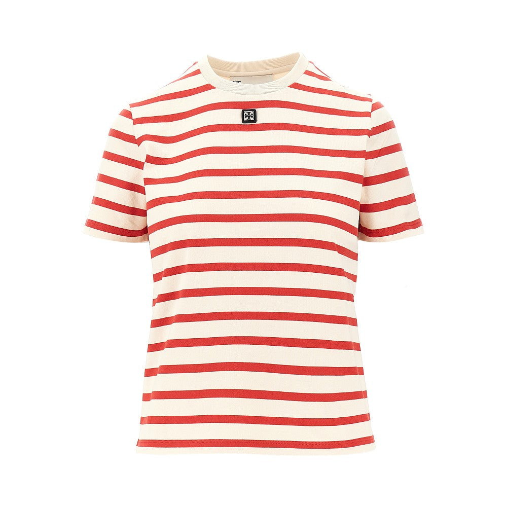 TORY BURCH S striped t-shirt with logo detail
