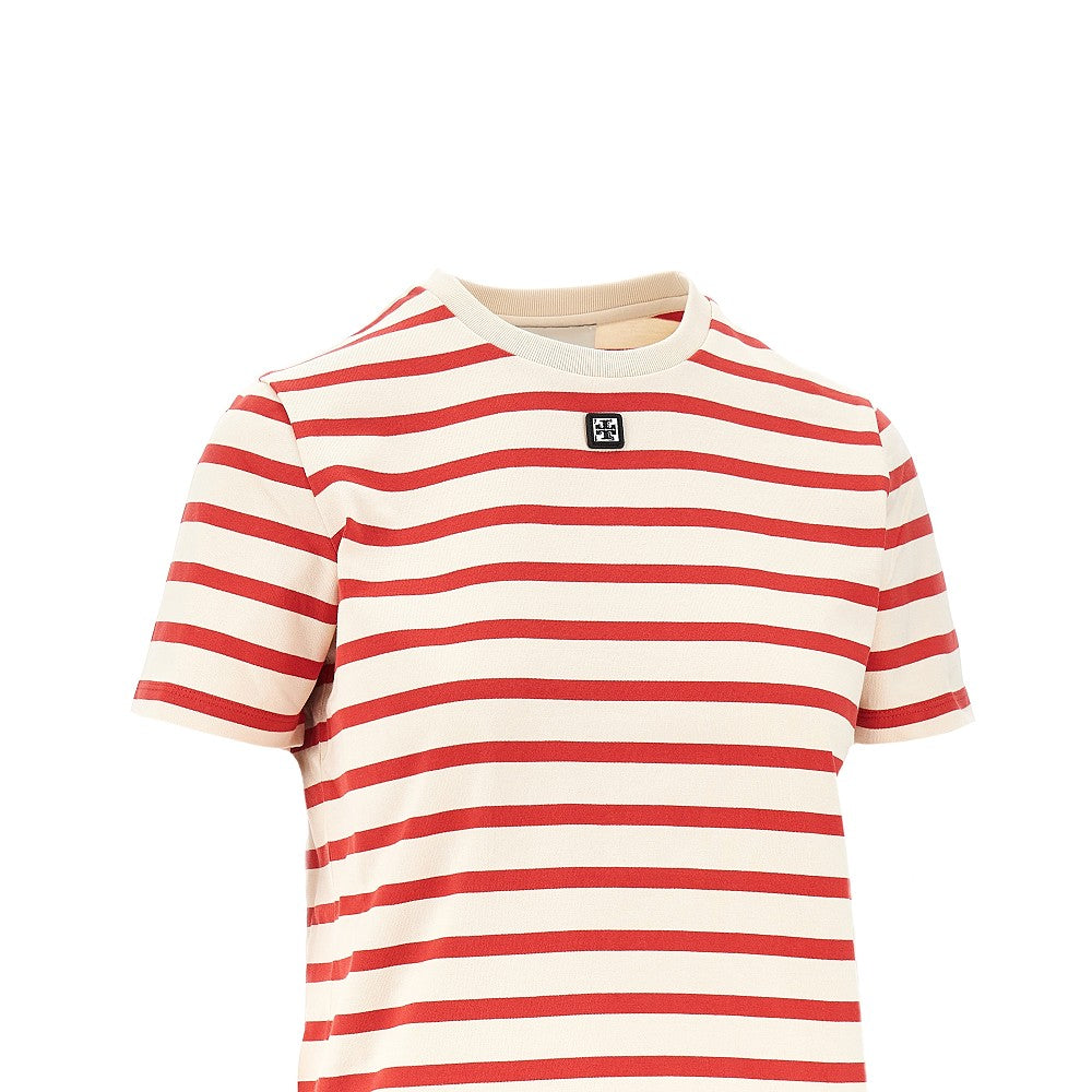 TORY BURCH S striped t-shirt with logo detail