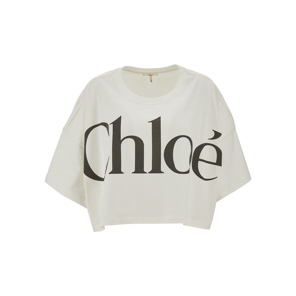 logo print cropped t-shirt