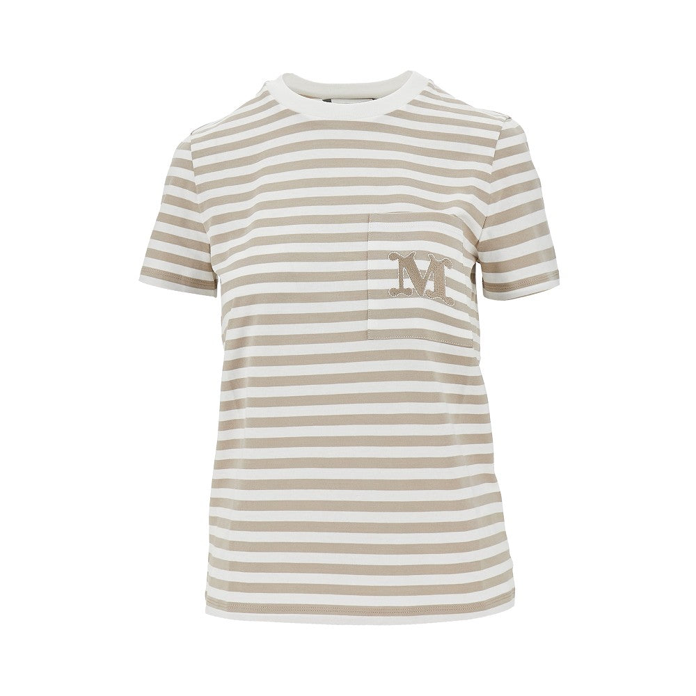 MAX MARA XS monogram embroidery striped t-shirt