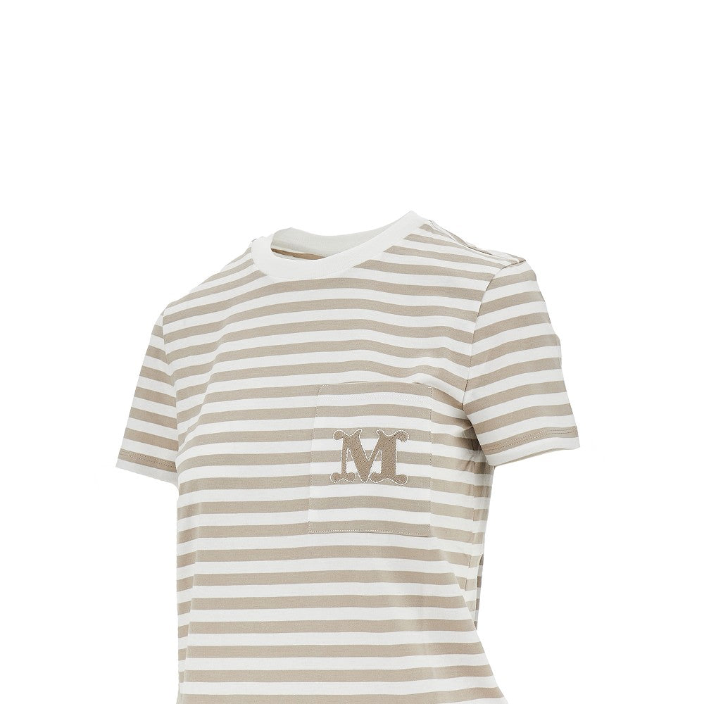 MAX MARA XS monogram embroidery striped t-shirt