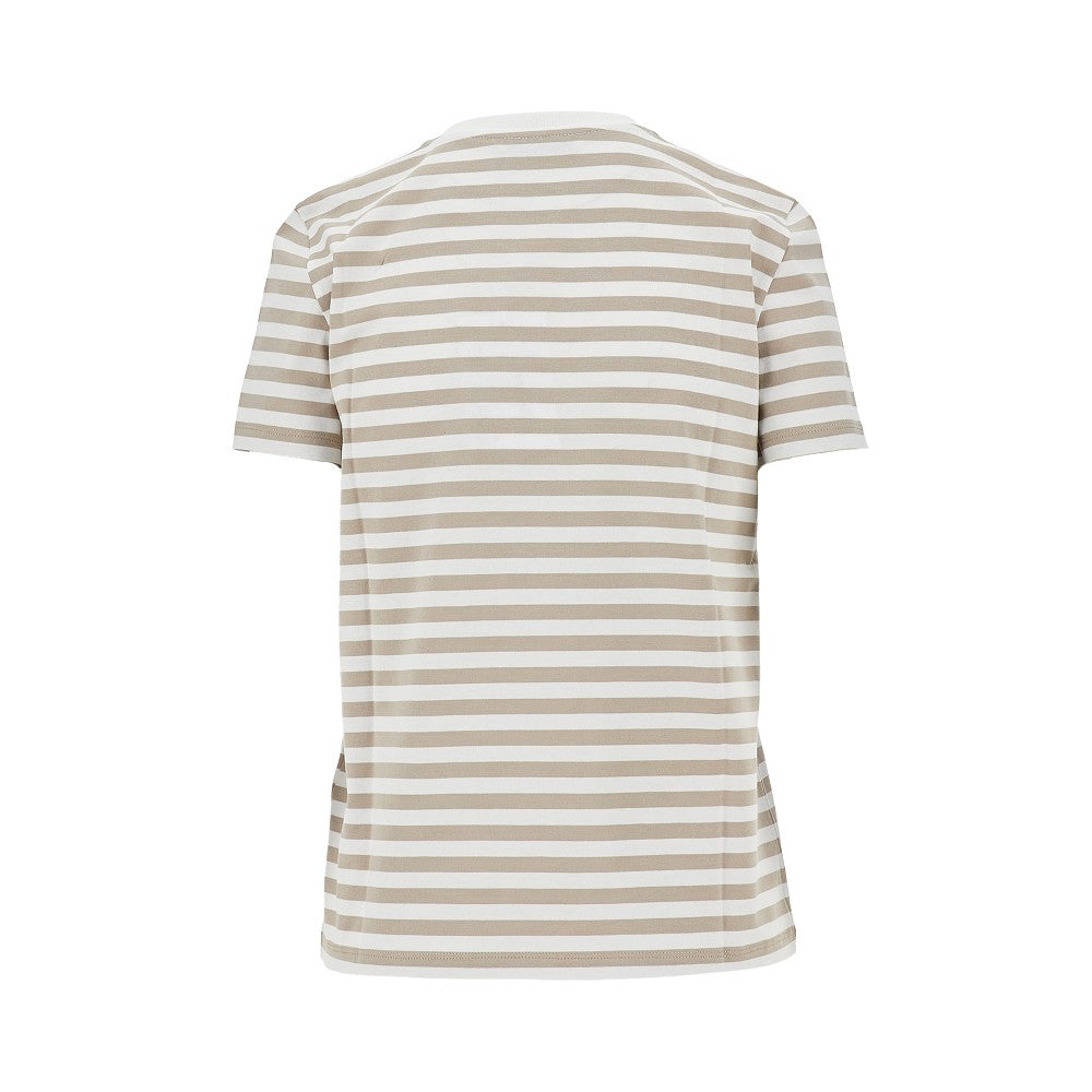 monogram embroidery striped t-shirt