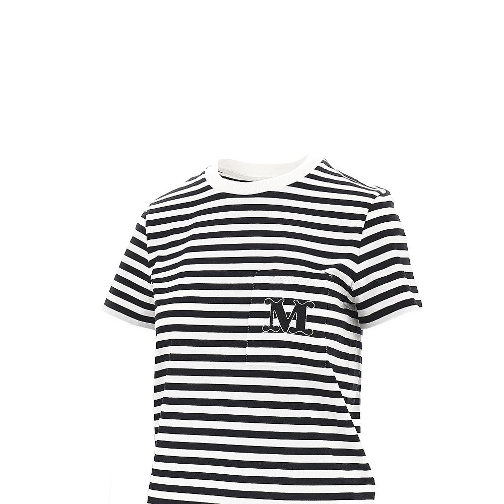 MAX MARA XS monogram embroidery striped t-shirt