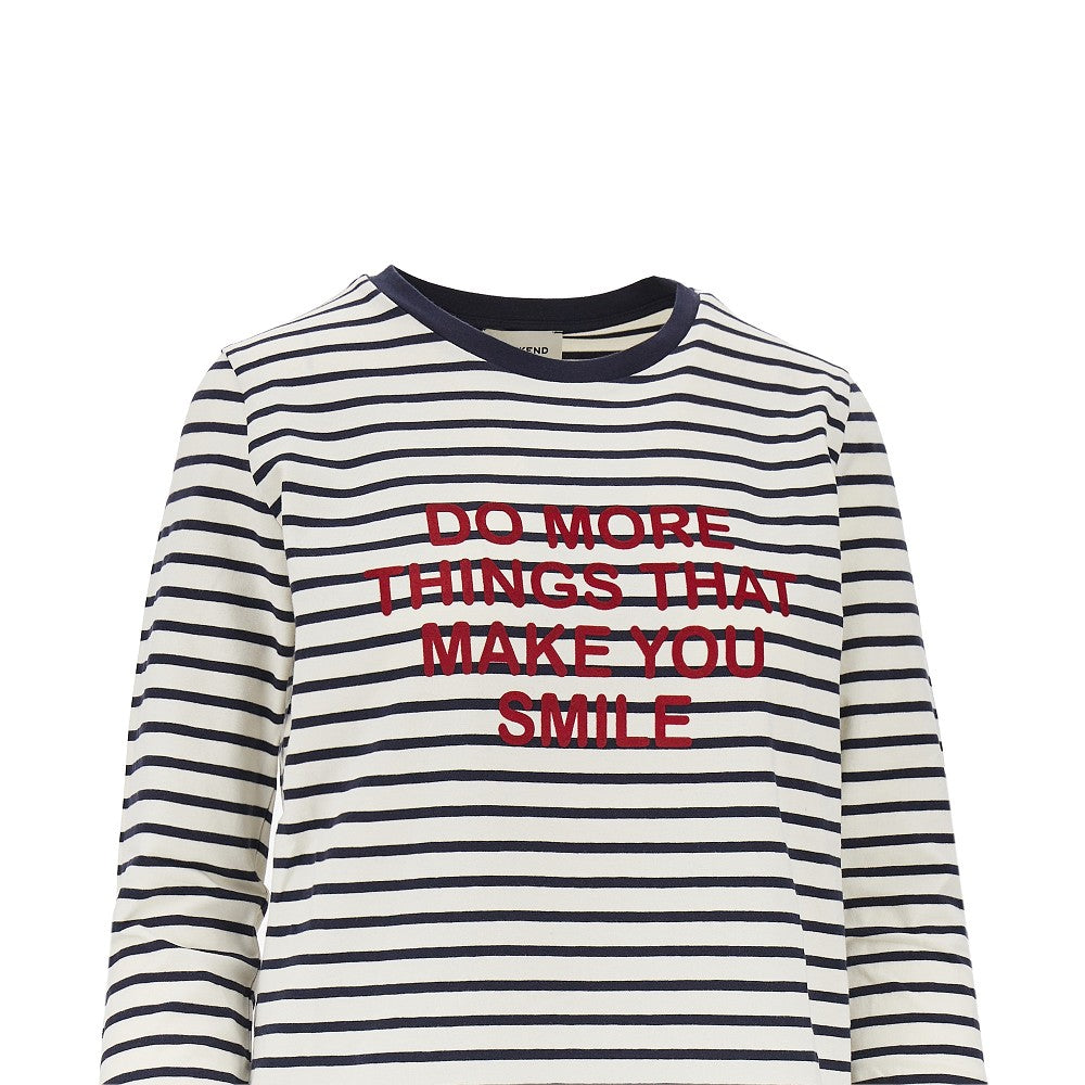 printed jersey t-shirt with striped motif