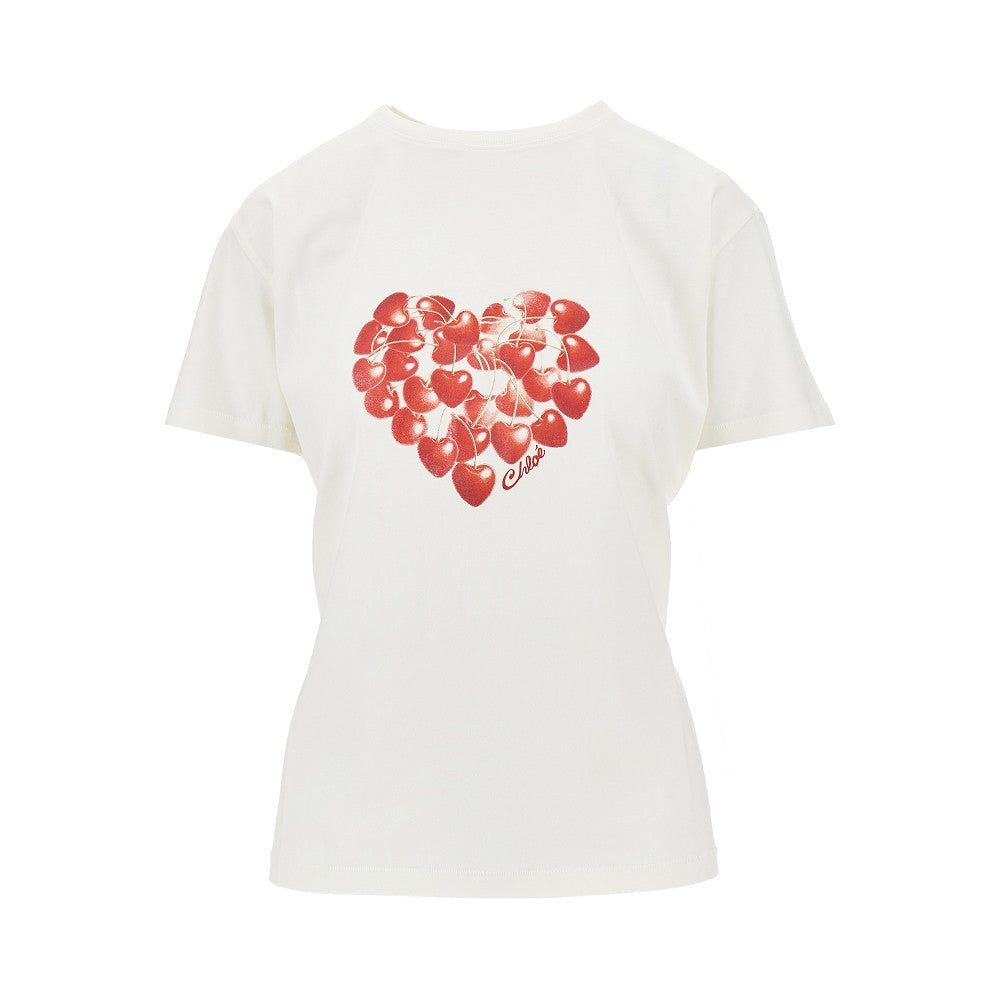 CHLOÉ XS cherry heart print t-shirt