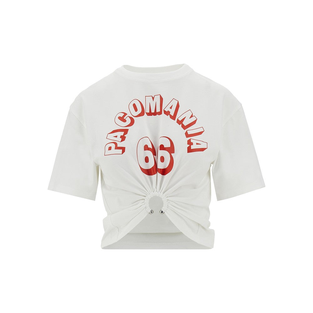 cropped t-shirt with piercing detail