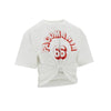 cropped t-shirt with piercing detail