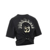 cropped t-shirt with piercing detail