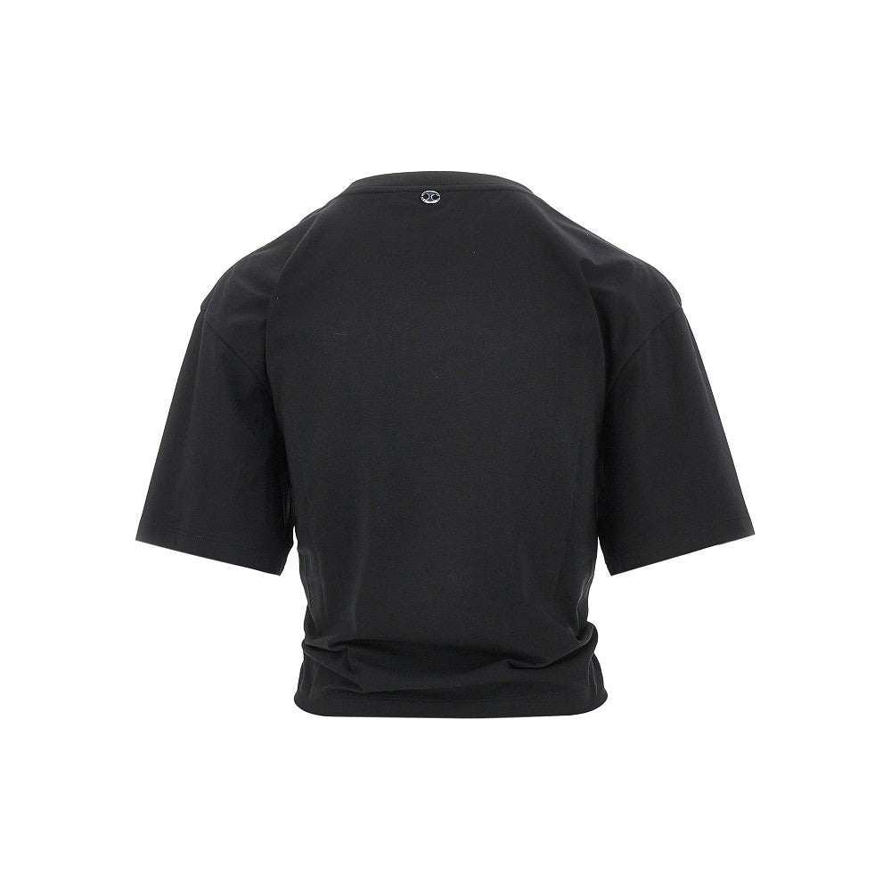 cropped t-shirt with piercing detail