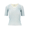 merino wool blend short-sleeved sweater