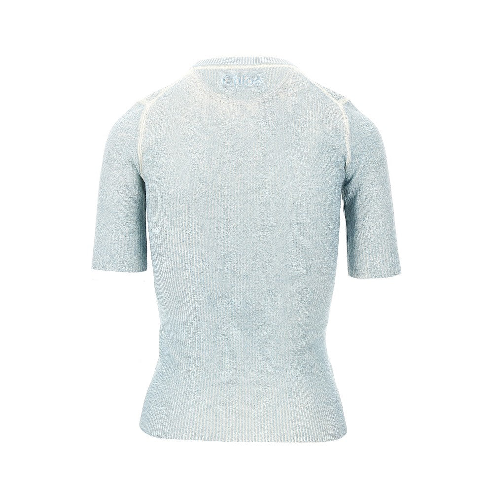 merino wool blend short-sleeved sweater