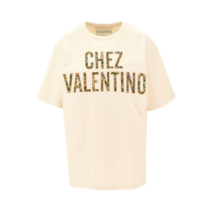 VALENTINO XS chez valentino embroidery t-shirt