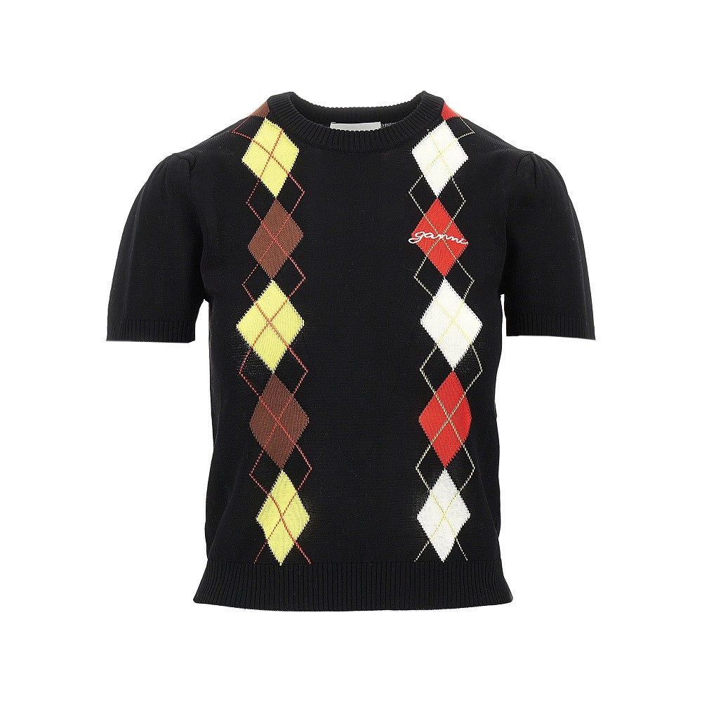 GANNI XS knitted top with diamonds motif